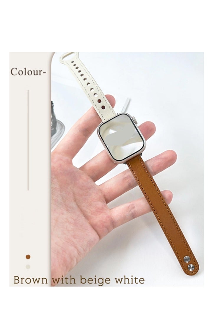 بولوز حزام جلدي ناعم ومسامي للأنشطة الترفيهية متوافق مع أحزمة Apple Watch مقاس 42 مم و44 مم و45 مم، أحزمة قابلة للتعديل للنساء - Image 4