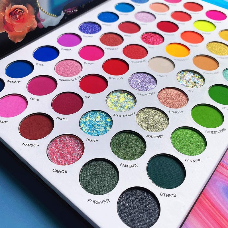 COSLUXE DELANCI Original Big Colorful Eyeshadow Palette Professional 54 Color Board Eye Shadow Bright Neon Glitter Matte Shimmer Makeup Pallet Highly Pigmented Powder Eye Shadow - Image 4
