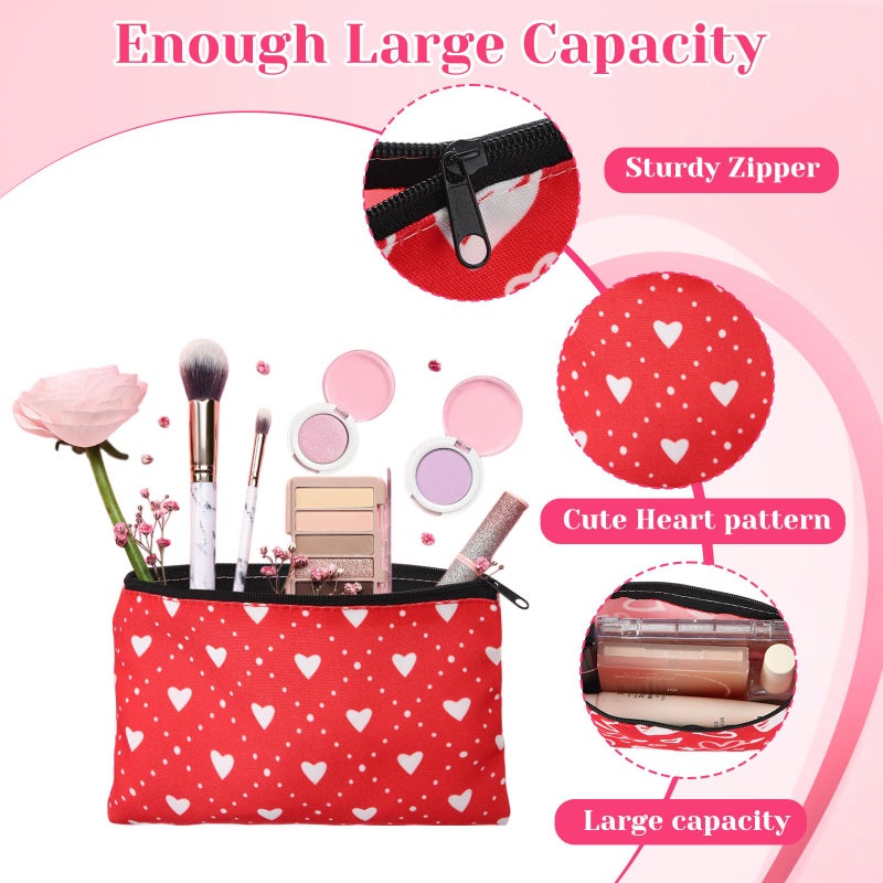 Meanplan 24 Pcs Valentine's Day Cosmetic Bags Heart Love Makeup Bags Travel Zipper Cosmetic Organizer Valentine's Day Gift for Women and Girls 24 Styles - Image 3