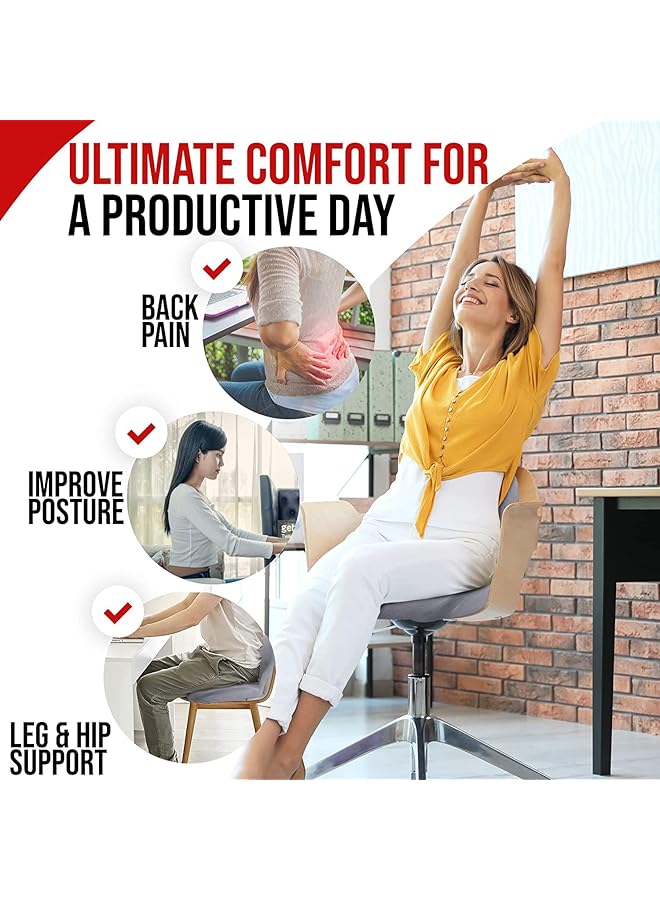 DMG TECH Seat Cushion And Lumbar Support Pillow Memory Foam Office Chair Cushions For Back Car Seat Cushions Back Support Pillows With Washable Cover Reduce Pressure On Tailbone Relieve Pain - Image 2