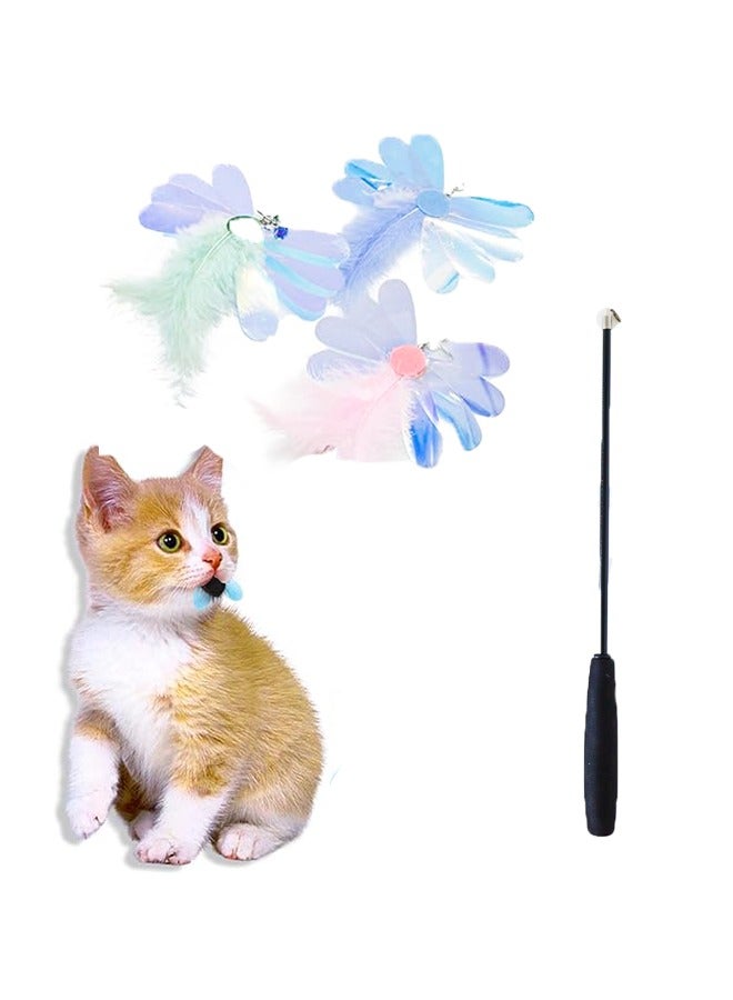 3PCS Cat Feather Toy Replacements, Interactive Cat Teaser Refills Bite Resistant Cat Toy Wand Attachments with Bells for Cat Toy - Image 1
