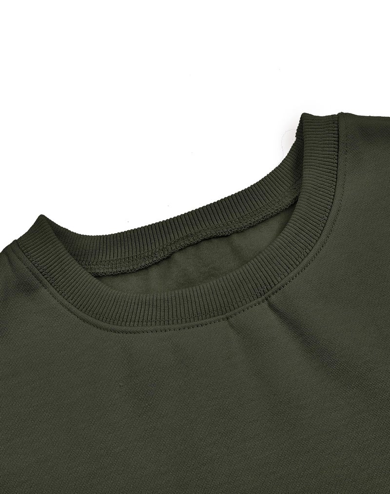 Joywayco Women's Long Sleeve Round Neck Cropped Sweatshirts Comfy Fleece Casual Pullover Tops (Army Green,Small,Female,Adult,US,Alpha,Small,Regular,Regular) - Image 4