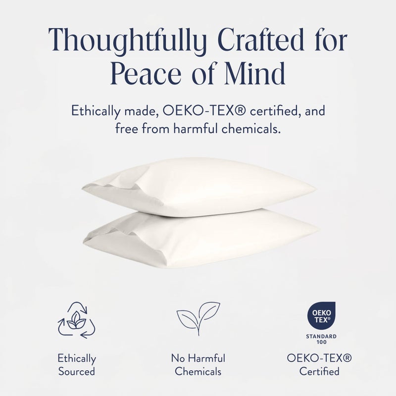 Brooklinen Luxury Sateen Pillowcases - Set of 2, 100% Long Staple Cotton with Envelope Closure, Smooth Fabric, Soft & Durable, Machine Washable - Standard Size (Cream) - Image 4