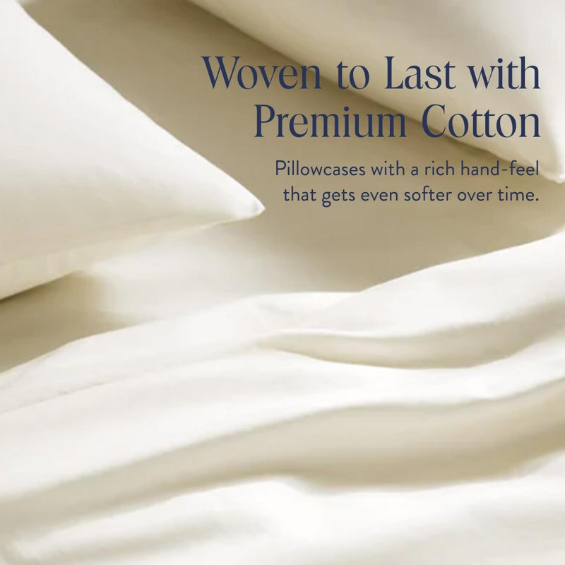 Brooklinen Luxury Sateen Pillowcases - Set of 2, 100% Long Staple Cotton with Envelope Closure, Smooth Fabric, Soft & Durable, Machine Washable - Standard Size (Cream) - Image 5