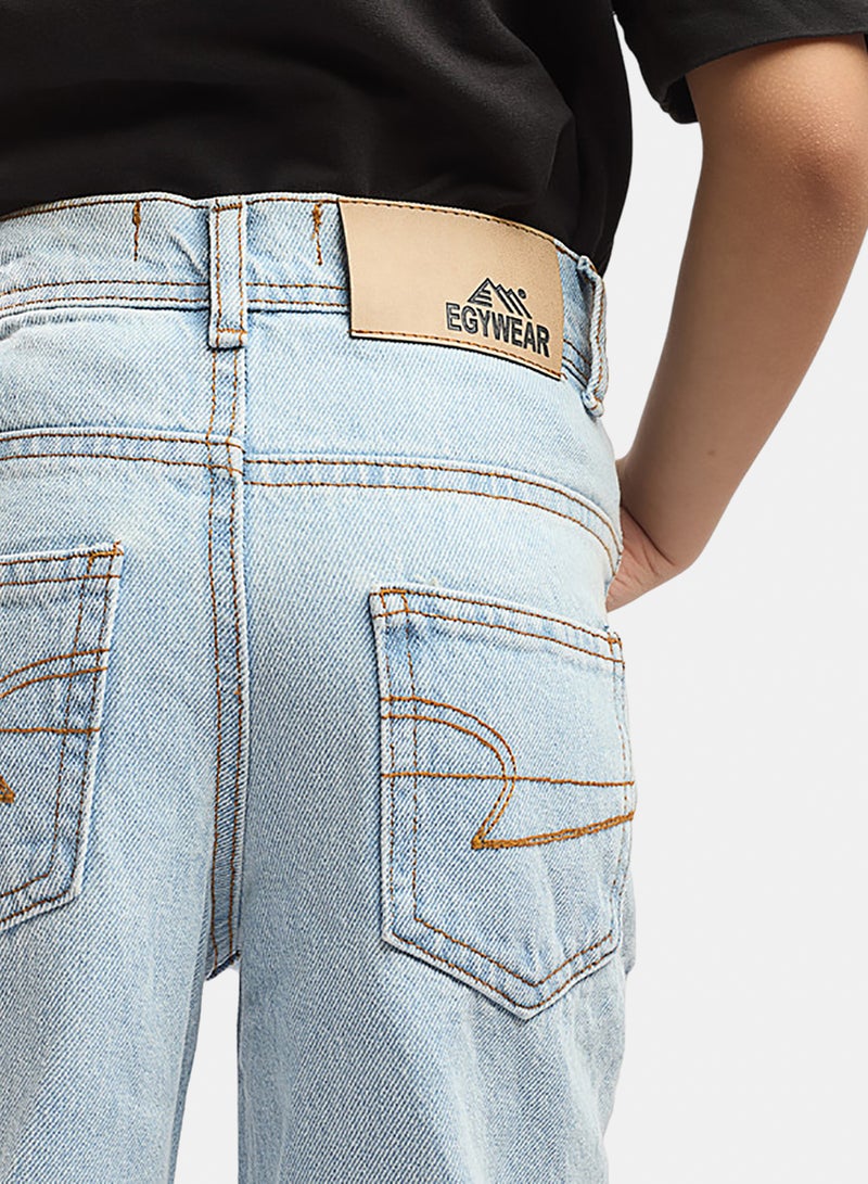 EGY WEAR Girls' LIGHT Blue  Wide-Leg Jeans - Image 3