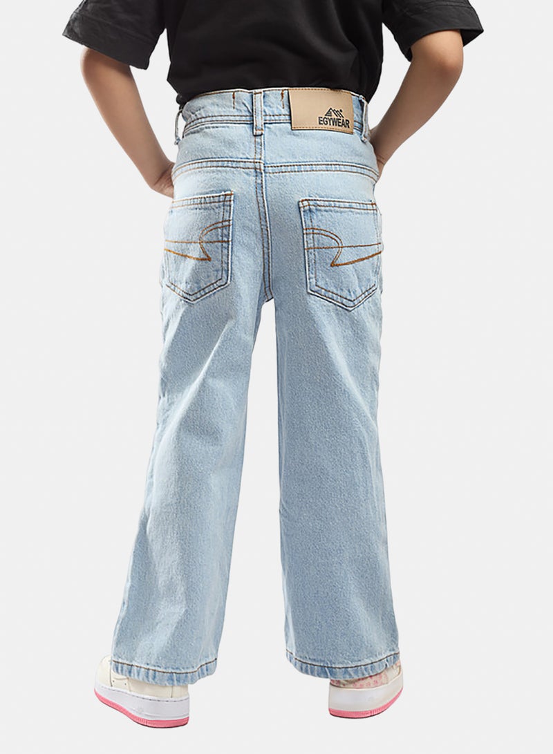 EGY WEAR Girls' LIGHT Blue  Wide-Leg Jeans - Image 2