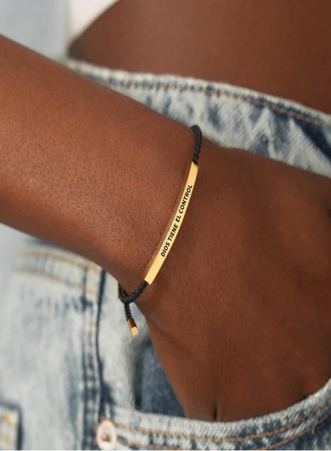 TACBSP Dios Tiene El Control Bracelet for Women Men Christian Faith Strand Bracelets Stainless Steel Inspirational Bracelet Birthday AnniversaryJewelry Gift (Gold) - Image 2