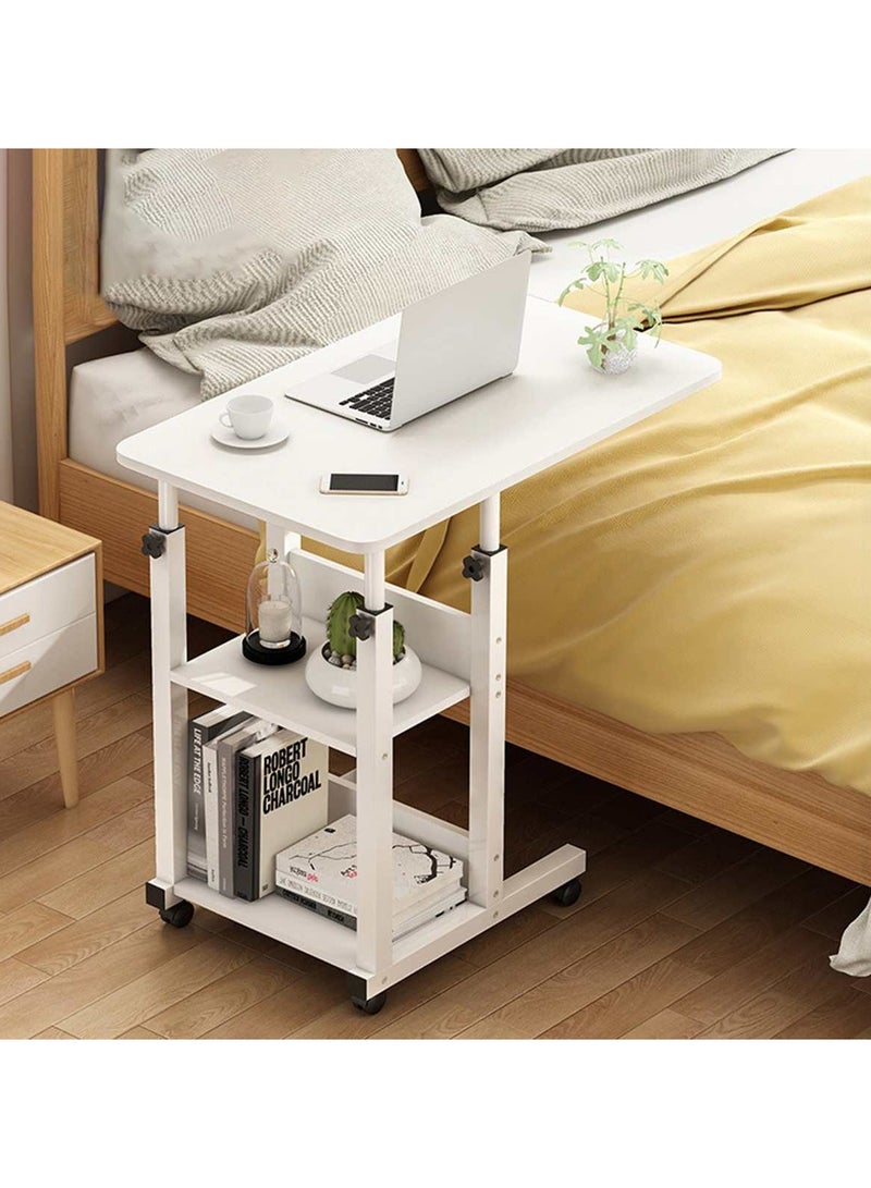 DubaiGallery Side Table NAN C-Shaped, Metal Frame MDF Simple Tea for Hotel Famous and Famous Special-Shaped Table, White/Walnut Color - Image 3