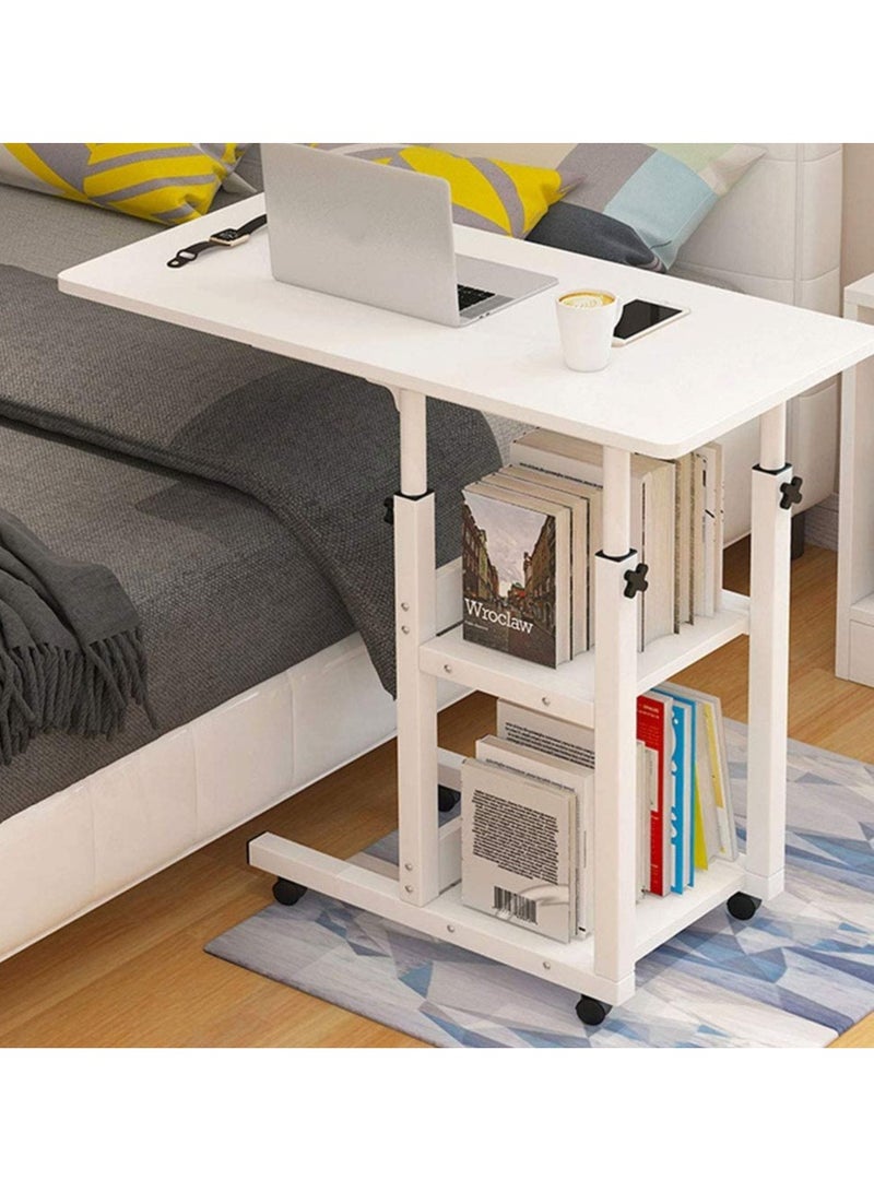 DubaiGallery Side Table NAN C-Shaped, Metal Frame MDF Simple Tea for Hotel Famous and Famous Special-Shaped Table, White/Walnut Color - Image 2