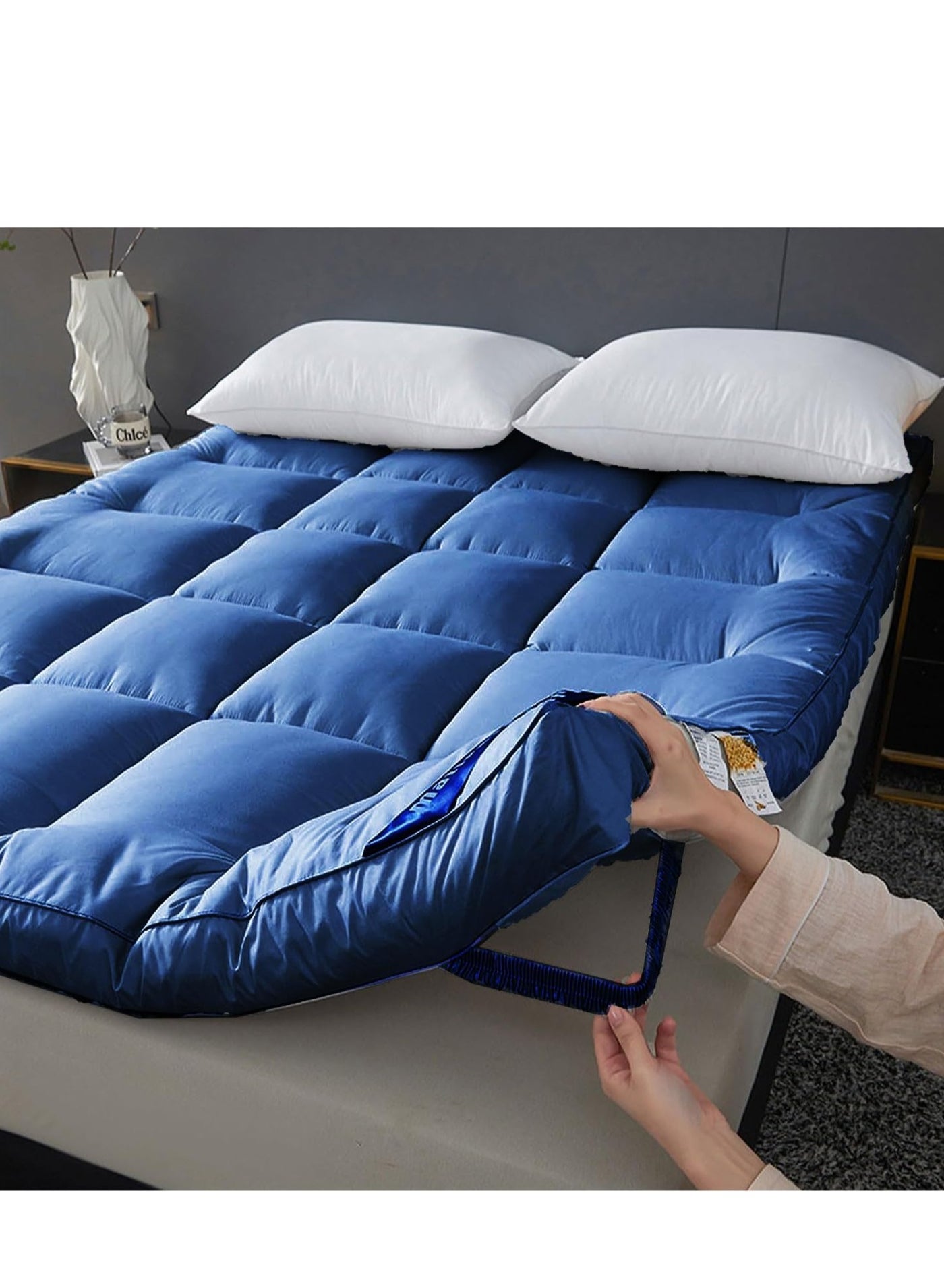 The Home Mart Home Mart Ultra-Plush 4-Inch Hotel Mattress Topper (100x200 cm) – 900 GSM Microfiber Fill, Firm Support, Super Soft Brushed Fabric, Deep Pocket Design with 4-Way Stretch Elastic Straps