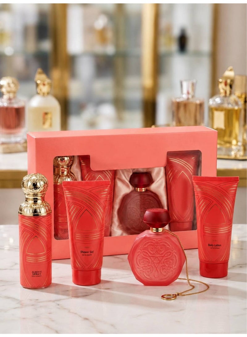 طقم هدايا عطر نسائي 4 قطع - أو دو بارفان 100 مل، عطر 50 مل، لوشن للجسم 85 مل، جل استحمام 85 مل