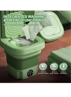 AL RAID Portable Mini Washing Machine with Spin Cycle, Compact Design, Green, with Drainage Basket  - Image 4