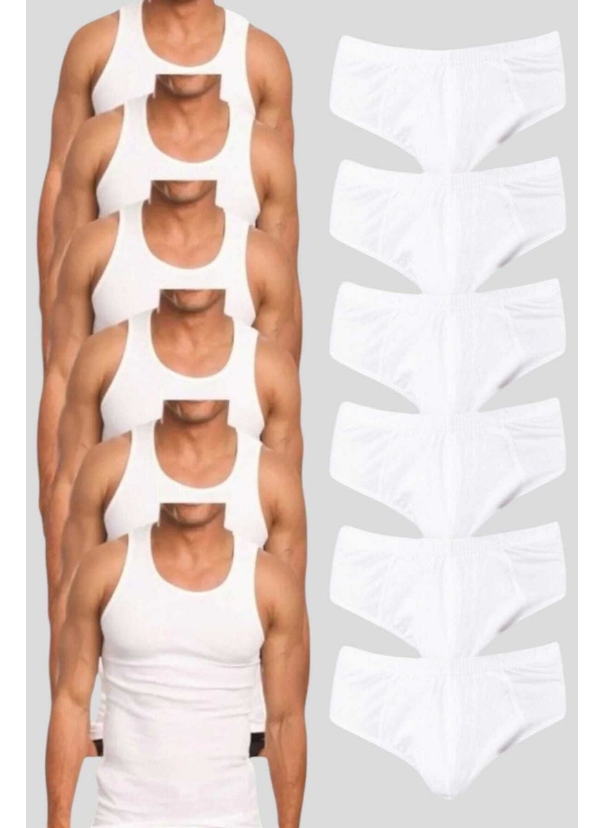 Tezzgelsin Men's Cotton 6 Undershirt 6 Slip Panties Set  - Image 3