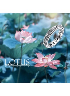 Ladytree Spinner Fidget Ring S925 Sterling Silver Lotus Flower Yoga Just Breathe Anxiety Worry Band Oxidized Fidget Stress Relieving Boredom Adhd Autism Rings For Women Mensize 9  - Image 5
