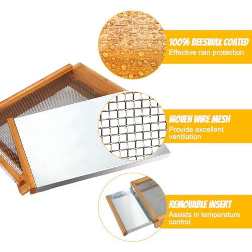 Honey Lake Langstroth Bee Hive Metal Screened Bottom Board Dipped in 100% Beeswax with Entrance Reducer, Screen Bottom Board for 10 Frame Beehive, Beehive Separated Board Beekeeping Supplies - Image 5
