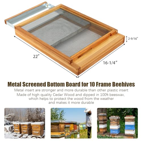 Honey Lake Langstroth Bee Hive Metal Screened Bottom Board Dipped in 100% Beeswax with Entrance Reducer, Screen Bottom Board for 10 Frame Beehive, Beehive Separated Board Beekeeping Supplies - Image 2