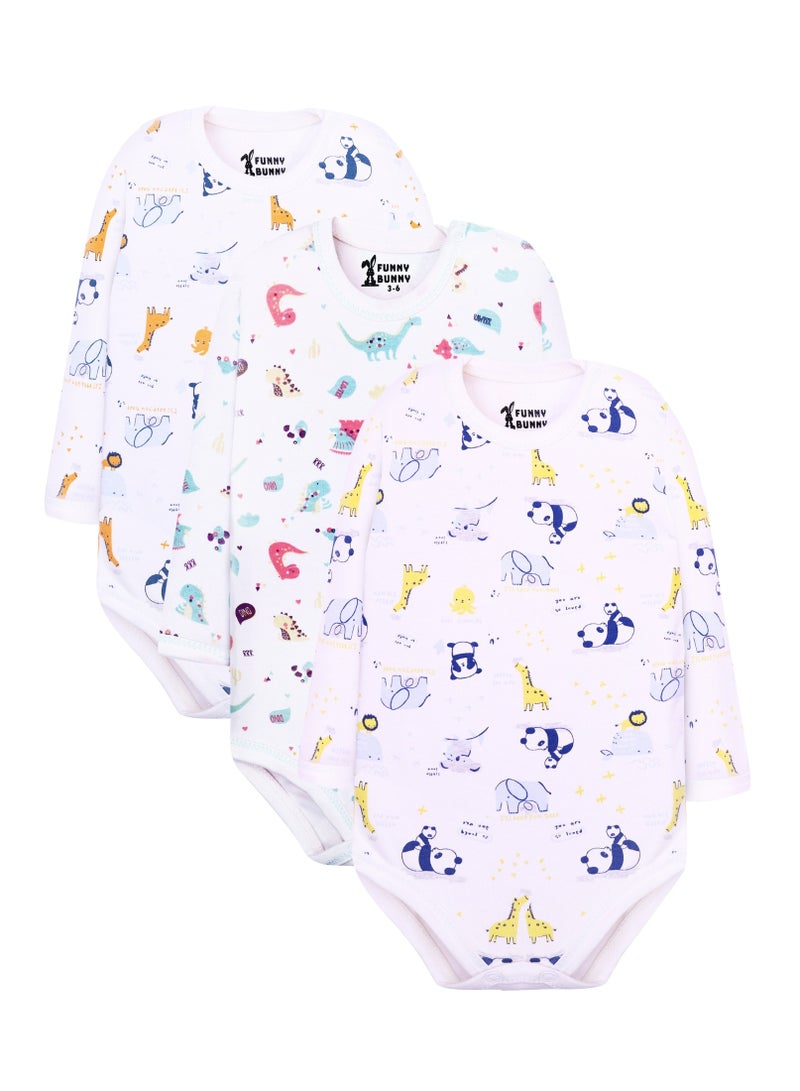 فاني باني فانى بانى باك يحتوي علي 3 قطع سالوبت بيبي كم الوان مطبوع قطن - Image 4