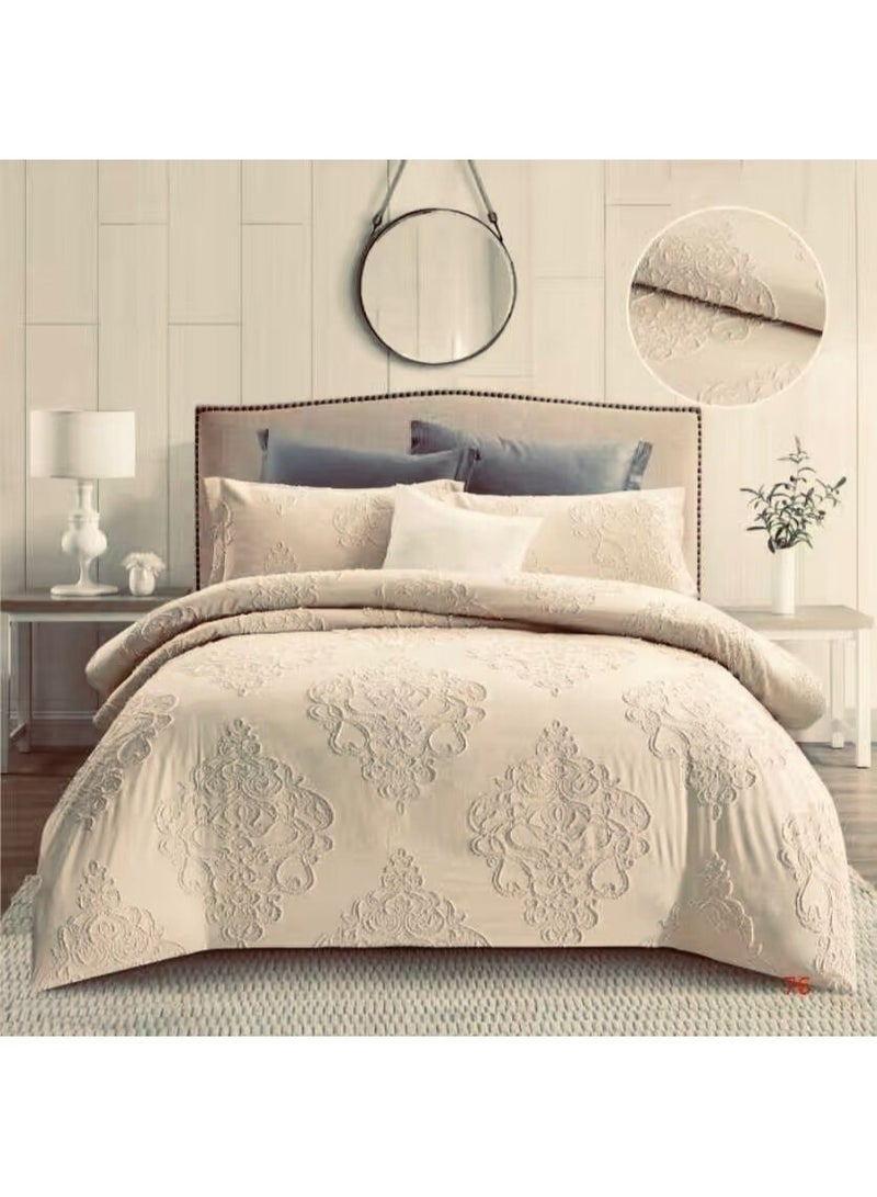 King Size Duvet Set, 6 Piece, Embroidered Design, Duvet 220x240 cm, Fitted Sheet 200x200 cm, Pillow Covers 50x75 cm