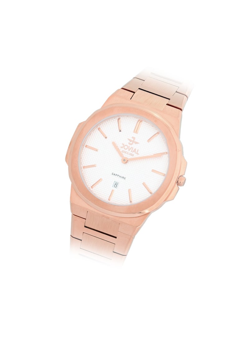 جوفيال ساعة جوفيال 1660LRMQ01E نسائية، سوار معدني، مينا بيضاء، مقاومة للماء، تناظرية، 32 مم - Image 3