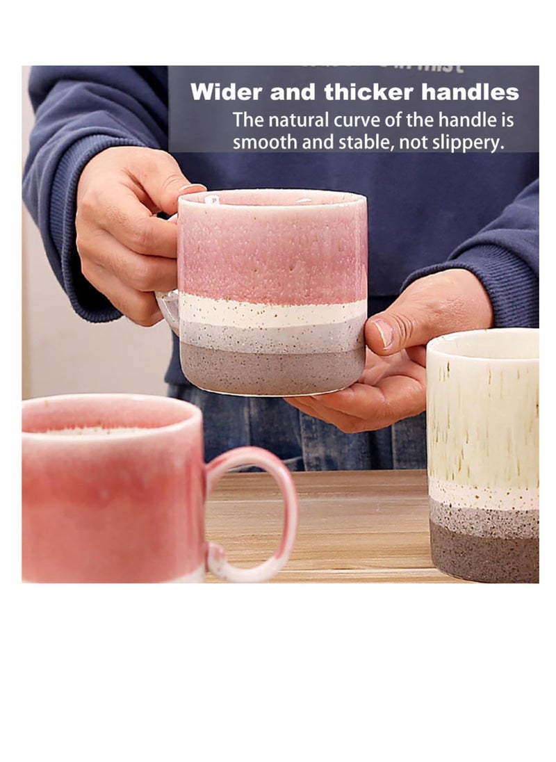 Rightsure Mug Ceramic Cup, 400mL Handle Espresso Cup Retro Tea Mug Milk Cup, Large Capacity Water Mugs for Cappuccino Latte Milk Tea Lemonade Beverage Beer Breakfast Red Coffee Mug, Coral Red  - Image 3