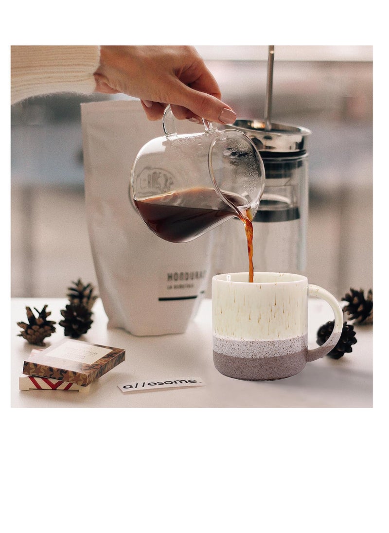 Rightsure Mug Ceramic Cup, 400mL Handle Espresso Cup Retro Tea Mug Milk Cup, Large Capacity Water Mugs for Cappuccino Latte Milk Tea Lemonade Beverage Beer Breakfast Red Coffee Mug, Coral Red  - Image 4