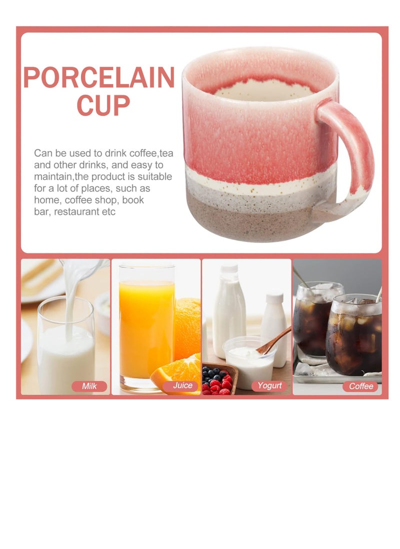 Rightsure Mug Ceramic Cup, 400mL Handle Espresso Cup Retro Tea Mug Milk Cup, Large Capacity Water Mugs for Cappuccino Latte Milk Tea Lemonade Beverage Beer Breakfast Red Coffee Mug, Coral Red  - Image 5