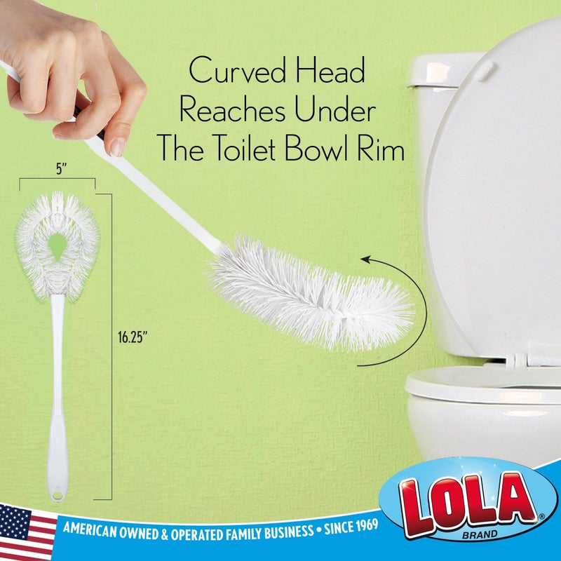 LOLA Toilet Bowl Brush w/Curved Head, Coated Wire, Durable Poly Bristles, Reaches Under Toilet Bowl Rim, 1 Pack - Image 2