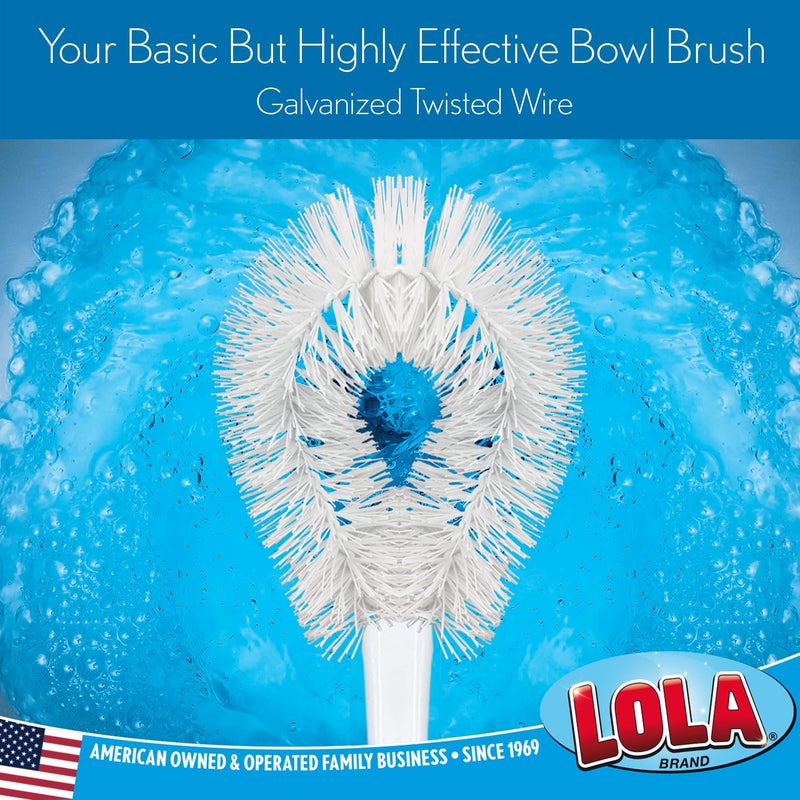 LOLA Toilet Bowl Brush w/Curved Head, Coated Wire, Durable Poly Bristles, Reaches Under Toilet Bowl Rim, 1 Pack - Image 3