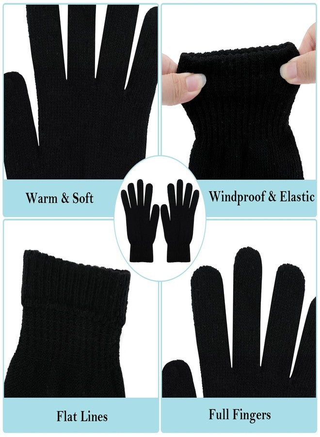 CUGBO 24 Pairs Black Winter Warm Knit Magic Gloves Work Gloves for Unisex Adults-One Size Fits All - Image 3
