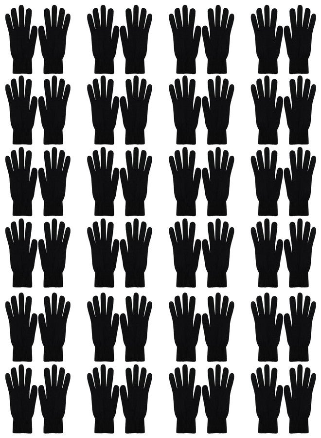 CUGBO 24 Pairs Black Winter Warm Knit Magic Gloves Work Gloves for Unisex Adults-One Size Fits All - Image 1