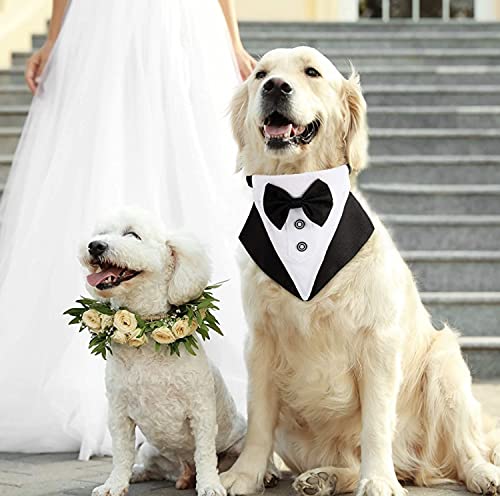 KUTKUT Formal Dog Tux Bandana | Dog Wedding Bandana, Adjustable Dog Bowtie Collar Bandana, Adjustable Neckerchief for Small Dog. (Size: M, Adjustable Neck: 35 cm - 50 cm) - Image 4