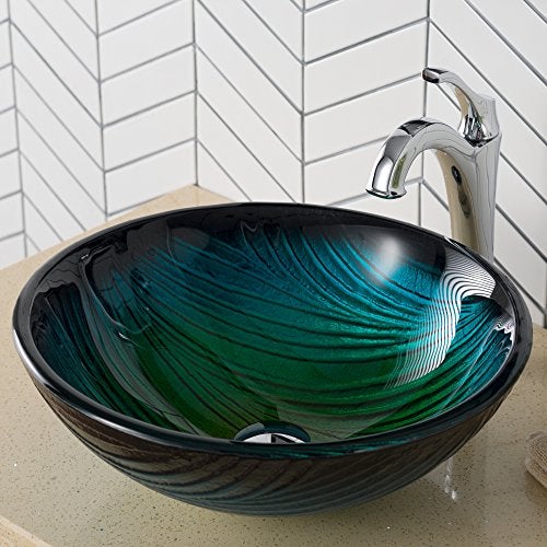 KRAUS Nature Series™ Round Green Glass Vessel Bathroom Sink, 17 inch GV-391-19mm - Image 3