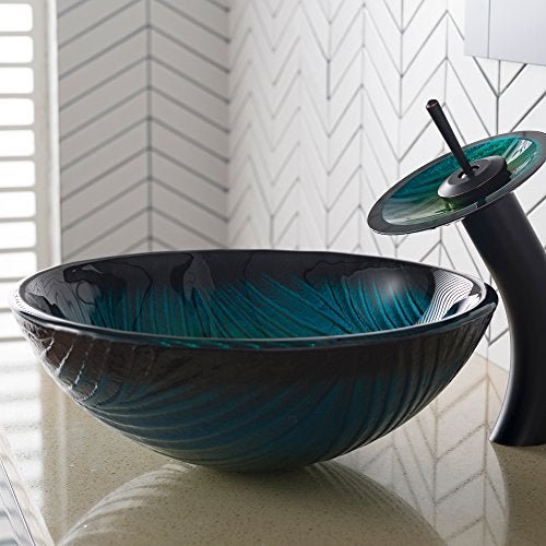 KRAUS Nature Series™ Round Green Glass Vessel Bathroom Sink, 17 inch GV-391-19mm - Image 4