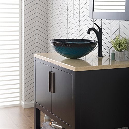 KRAUS Nature Series™ Round Green Glass Vessel Bathroom Sink, 17 inch GV-391-19mm - Image 5