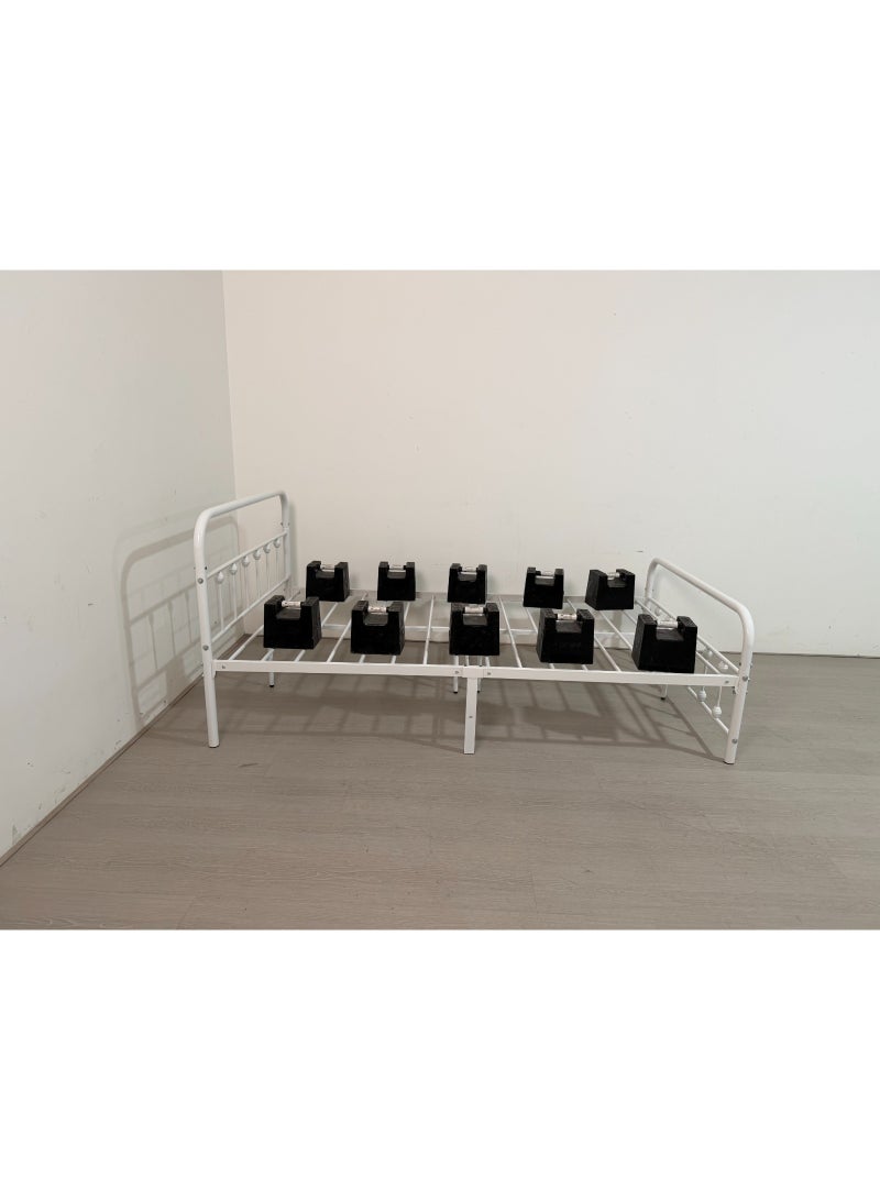 NZONE STORE A solidsingle-and-a-half metal bed with a modern design, white color || 120cm * 200cm - Image 5