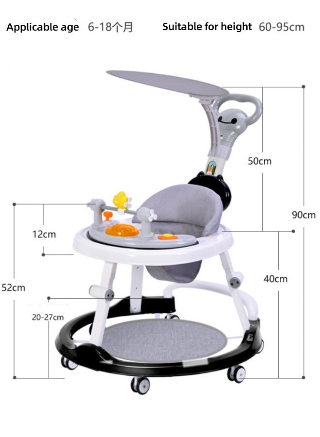 Aissiora Baby Stroller Silent Wheel Anti o-shaped Leg Anti Fall Anti Rollover Walker Assistance Can Sit On A Handcart U-shaped With Music Disc And Foot Pad, Walking Short Push Handle And Adult Long Push Hand  - Image 2