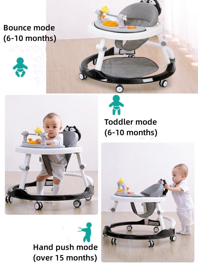 Aissiora Baby Stroller Silent Wheel Anti o-shaped Leg Anti Fall Anti Rollover Walker Assistance Can Sit On A Handcart U-shaped With Music Disc And Foot Pad, Walking Short Push Handle And Adult Long Push Hand  - Image 4