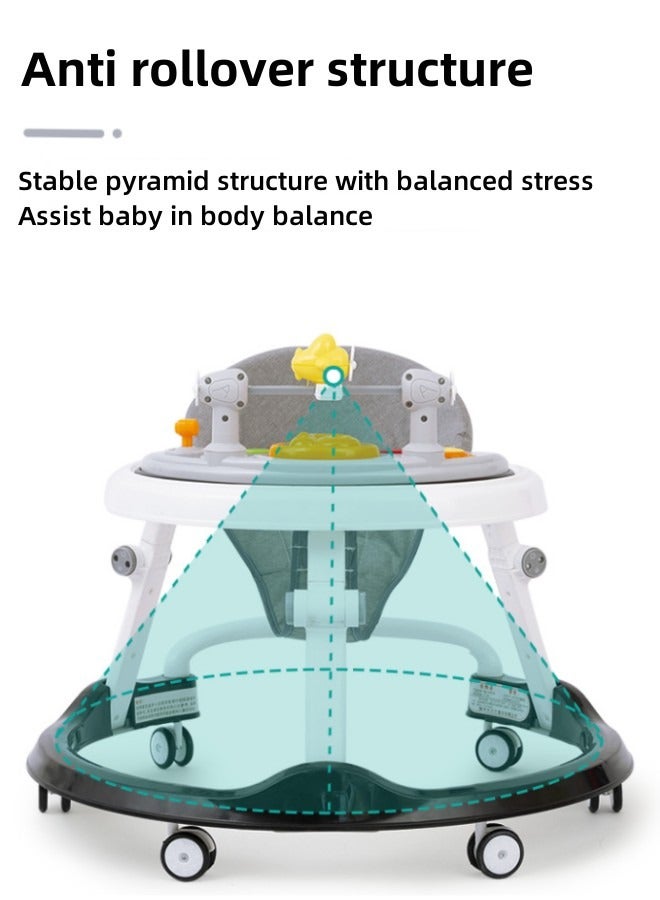 Aissiora Baby Stroller Silent Wheel Anti o-shaped Leg Anti Fall Anti Rollover Walker Assistance Can Sit On A Handcart U-shaped With Music Disc And Foot Pad, Walking Short Push Handle And Adult Long Push Hand  - Image 3