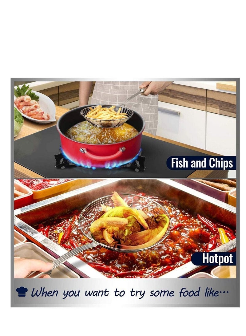 NIBEMINENT Solid Stainless Steel Spider Strainer Skimmer Ladle for Cooking and Frying, Best Utensils Kitchen Professional Wire with Spiral Mesh 5.4 Inch - Image 5