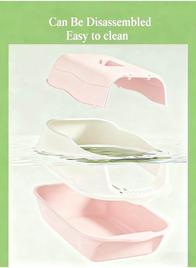 Cat Litter Box with Lid,Fully enclosed cat toilet,Enclosed Cat Toilet Removable Sandbox Kitty Litter Tray with Front Door Flap Pet Accessories for Small Cat Sand basin splash proof,(pink) - Image 3