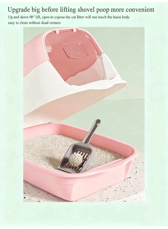 Cat Litter Box with Lid,Fully enclosed cat toilet,Enclosed Cat Toilet Removable Sandbox Kitty Litter Tray with Front Door Flap Pet Accessories for Small Cat Sand basin splash proof,(pink) - Image 4