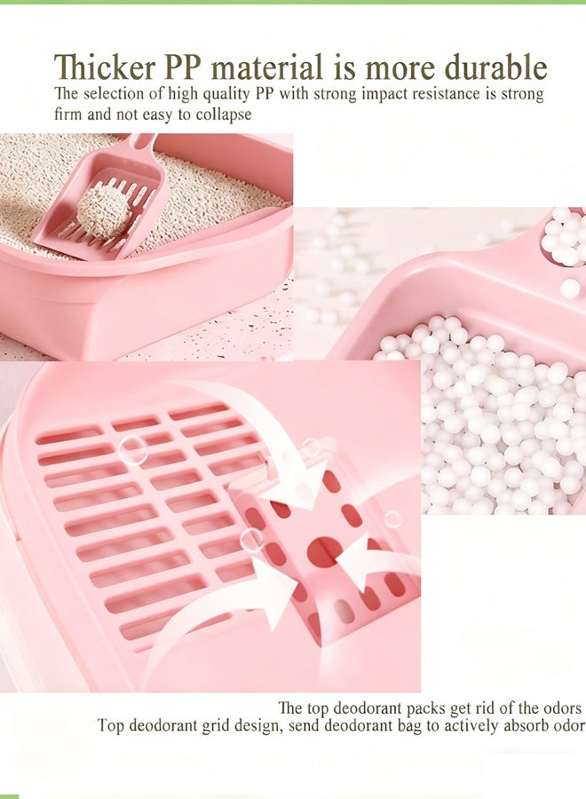 Cat Litter Box with Lid,Fully enclosed cat toilet,Enclosed Cat Toilet Removable Sandbox Kitty Litter Tray with Front Door Flap Pet Accessories for Small Cat Sand basin splash proof,(pink) - Image 5