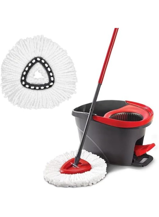 يوريفو طقم ممسحة دوارة ودلو مع دواسة قدم، مقبض قابل للسحب بثلاثة أقسام، ممسحة أرضية مع عصارة دوارة، رأس مسحة من الألياف الدقيقة 100% - Image 1