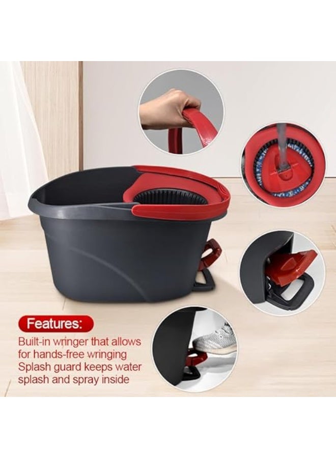 يوريفو طقم ممسحة دوارة ودلو مع دواسة قدم، مقبض قابل للسحب بثلاثة أقسام، ممسحة أرضية مع عصارة دوارة، رأس مسحة من الألياف الدقيقة 100% - Image 4