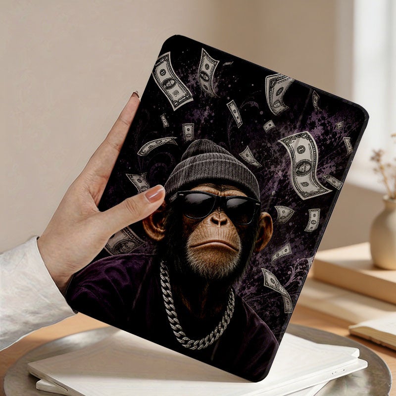 Tablet Case for iPad, Money Rain Monkey With Sunglasses, iPad Protective Case for Mini Air Pro 4 5 6 7 8 9 10 11 12, for 7.9 8.3 9.7 10.2 10.5 10.9 11 12.9 13 inch Clear Acrylic Shockproof Cover with Stand - Image 4