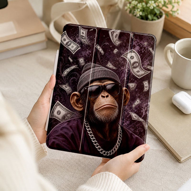 Tablet Case for iPad, Money Rain Monkey With Sunglasses, iPad Protective Case for Mini Air Pro 4 5 6 7 8 9 10 11 12, for 7.9 8.3 9.7 10.2 10.5 10.9 11 12.9 13 inch Clear Acrylic Shockproof Cover with Stand - Image 5