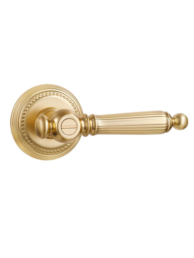 SORWDUERM 1 Pack Gold Door Lever Privacy Brushed Brass Door Handle Door Lever Bedroom and Bathroom Zinc Alloy - Image 1