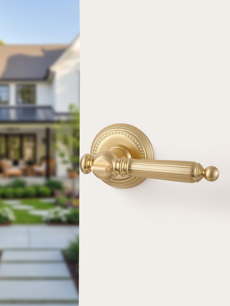 SORWDUERM 1 Pack Gold Door Lever Privacy Brushed Brass Door Handle Door Lever Bedroom and Bathroom Zinc Alloy - Image 3