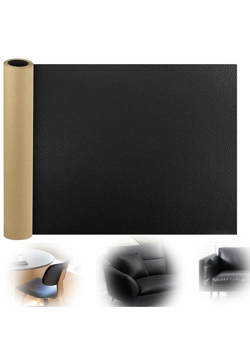 Captaintech Sofa Leather Repair Patches 50 X 137 cm Large Self Adhesive Decorative Tape DIY Adhesive Backed Lychee Repair Patches for Sofas Shoes Car Seats Handbags and Other Leather Patches (Black) - Image 1