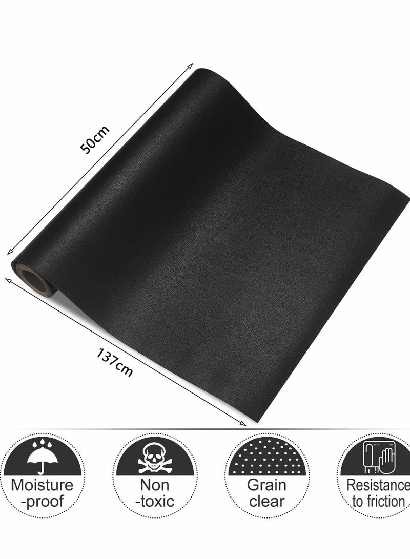 Captaintech Sofa Leather Repair Patches 50 X 137 cm Large Self Adhesive Decorative Tape DIY Adhesive Backed Lychee Repair Patches for Sofas Shoes Car Seats Handbags and Other Leather Patches (Black) - Image 3